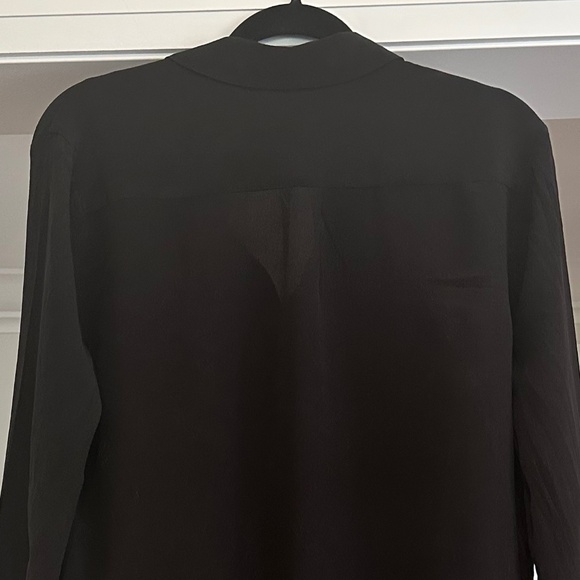 IRIS & INK Black 100% Silk Long-Sleeve Button-up Shirt - Size US 10 - Picture 8 of 10